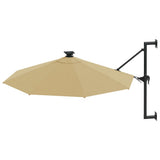 Wall-mounted Garden Parasol with LEDs 300 cm Taupe 312525