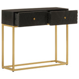 Console Table Black 90x30x76 cm Solid Wood Mango and Iron 372028