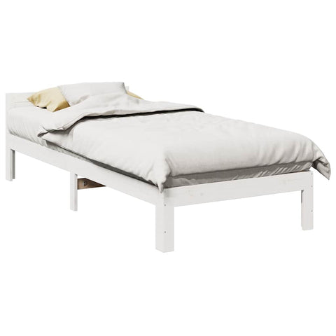 ZNTS Bed Frame without Mattress White 80x200 cm Solid Wood Pine 859227