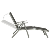 Dining Set Black, Silver, Light Grey Aluminium, Textilene, Glass 3070646