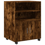 Rolling Cabinet Smoked Oak 60x48x81 cm Engineered Wood 853168