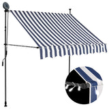 Manual Retractable Awning with LED 200 cm Blue and White 145843