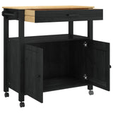 Kitchen Trolley MONZA Black 84 x 40 x 88.5 cm Solid Pine Wood 42027040