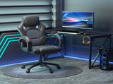 Office Chair Faux Leather Swivel Computer Desk Chair for Home Office with Wheels Armrests Black T3398P328250