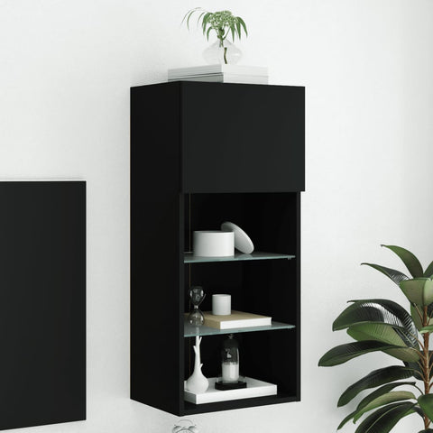 ZNTS TV Cabinet with LED Lights Black 40.5x30x90 cm 837045