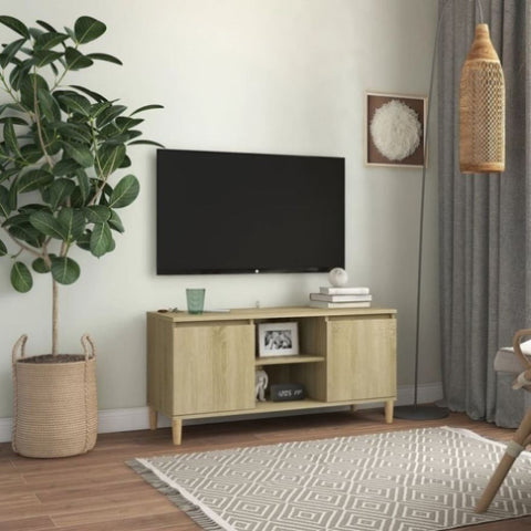 TV Cabinet with Solid Wood Legs Sonoma Oak 103.5x35x50 cm 805962