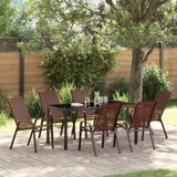Garden Dining Set 7 pcs Brown and Black Powder-coated Steel 3379132