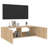 TV Wall Cabinet with LED Lights Sonoma Oak 100x35x31 cm 837297