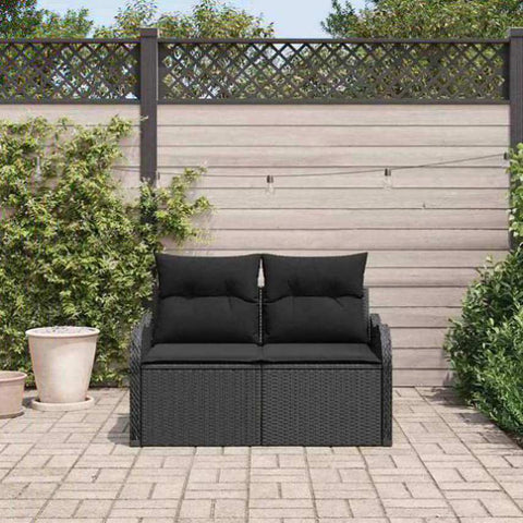 Garden Sofa Black 121 x 62 x 69cm Poly Rattan 42006731