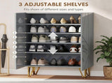 Narrow Shoe Storage Cabinet with Soft-Close Hinges and Adjustable Shelves for 15-20 Pairs of Shoes, T3398P554096