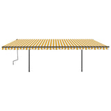 Manual Retractable Awning with Posts 6x3.5 m Yellow and White 3070278