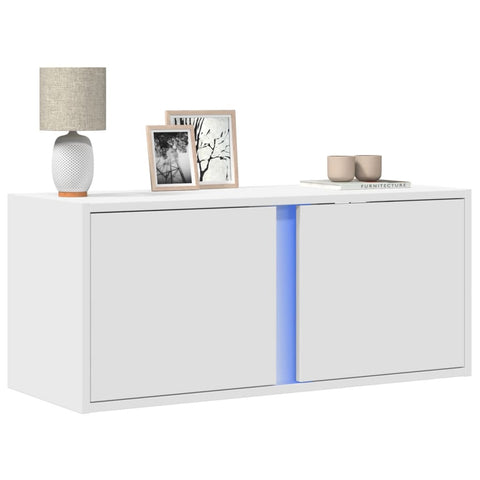 ZNTS TV Wall Cabinet with LED Lights White 80x31x35 cm 852257