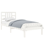 Bed Frame White Solid pine wood Single Decorative Inlays 3105396