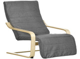 Wooden Lounging Chair Deck Relaxing Recliner Lounge Seat with Adjustable Footrest & Removable T3398P328108