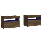 ZNTS Bedside Cabinets 2 pcs with LED Lights Brown Oak 60x35x40 cm 3152831