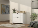 Slim Shoe Cabinet, Narrow Shoe Cupboard with 2 Flip Drawers, Adjustable Shelves for 12 Pairs of T3398P344558