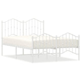 Metal Bed Frame without Mattress with Footboard White 120x200cm 373854