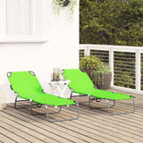 Folding Sun Lounger 2 pcs Green 188 x 57 x 86.5 cm Polyester 42003150