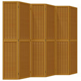 ZNTS Room Divider 6 Panels Brown Solid Wood Paulownia 358827