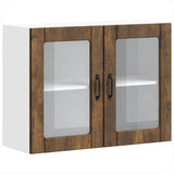 Kitchen Wall Cabinet with Glass Door Lucca Smoked Oak Engineered Wood 853852