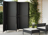 Room Divider 5 Panels Black Poly Rattan 365364