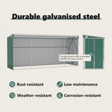 Wall-mounted Garden Shed Green 118x382x178 cm Galvanised Steel 316229