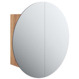 Bathroom Cabinet with Round Mirror&LED Oak 40x40x17.5 cm 345582