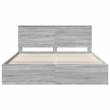 Bed Frame Grey Sonoma 200 x 200 cm Solid Pine Wood 3409314