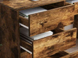 Desk with Drawer Smoked Oak 90 x 37.5 x 75 cm Engineered Wood 869494
