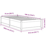 Bed Frame without Mattress Wax Brown 75x190 cm Small Single Solid Wood Pine 846848