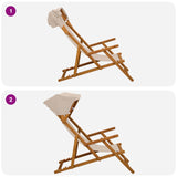 Deck Chair 4 pcs 3 Position Solid Eucalyptus Wood Beige 3407803