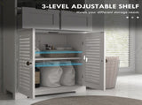 Three-Part Bathroom Storage Unit, with Shelf, Drawers & Cupboard - White T3398P329942