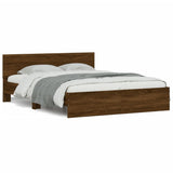 Bed Frame with LED without Mattress Brown Oak 160x200 cm 3207601