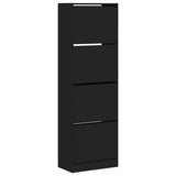 Shoe Cabinet with 4 Flip-Drawers Black 60x34x187.5 cm 3214372