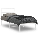 Metal Bed Frame without Mattress with Headboard White 75x190cm 355404