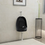 Wall Hung Urinal with Flush Valve Ceramic Black 143988