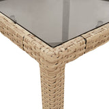 Garden Table with Glass Top Beige 150x90x75 cm Poly Rattan 365533