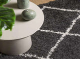 Shaggy Rug PAMPLONA High Pile Modern Black and Cream 120x120 cm 375409