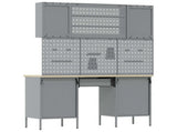 Work Cabinet 7 pcs Black and Grey Engineered Wood and Steel 3321466