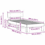 Bed Frame with Headboard White 100 x 200 cm Solid Pine Wood 872582
