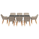 Garden Dining Set 9 pcs Light Grey Poly Rattan 3261634