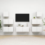 7 Piece TV Cabinet Set White Engineered Wood 3078712