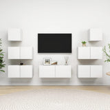 7 Piece TV Cabinet Set White Engineered Wood 3078712