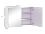 Mirror Cabinet, Wall Mount Bathroom Storage Cabinet with Adjustable Shelf, Double Door Cupboard, 70 T3398P329567