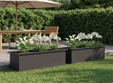 Garden Planter with LED 2 pcs Black 30 x 100 x 30 cm Steel 8008113
