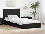 Storage Bed with Headboard Black 90 x 190 cm Engineered Wood 3411251