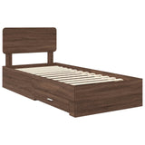 Bed Frame with Headboard Brown Oak 100 x 200 cm Engineered Wood 3412415