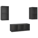 ZNTS 3 Piece TV Cabinet Set Grey Engineered Wood 3079738