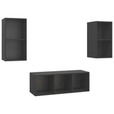 ZNTS 3 Piece TV Cabinet Set Grey Engineered Wood 3079738