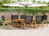 Garden Dining Set Black Solid Acacia Wood, PE Rattan Medium 3281718